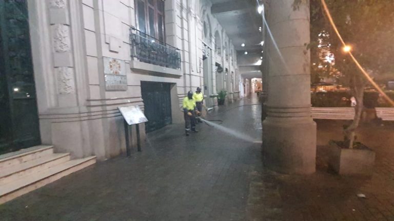 Se retomó el plan de desinfección en zonas de mayor flujo de personas