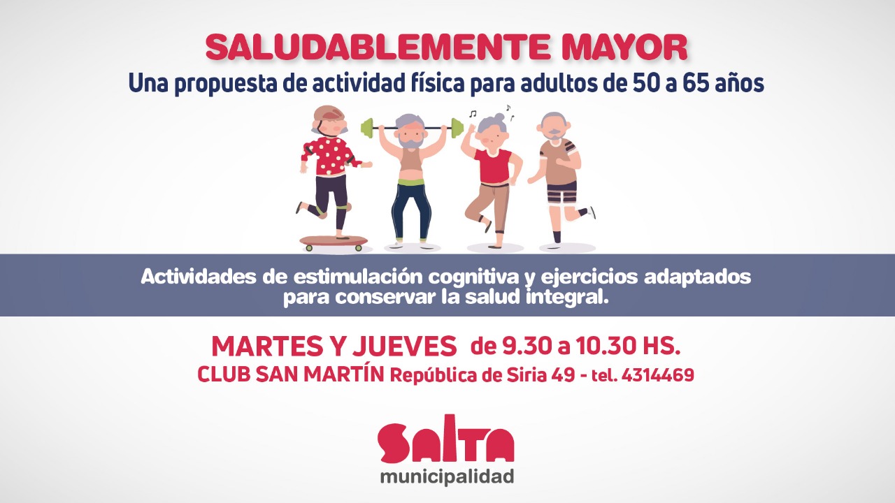 Desde mañana inscriben para participar de las actividades físicas de  “Saludablemente mayor” – Municipalidad de Salta